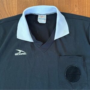 Vintage Score Referee Soccer Jersey Shirt Men's Medium 80s 90s Black Mexico Made